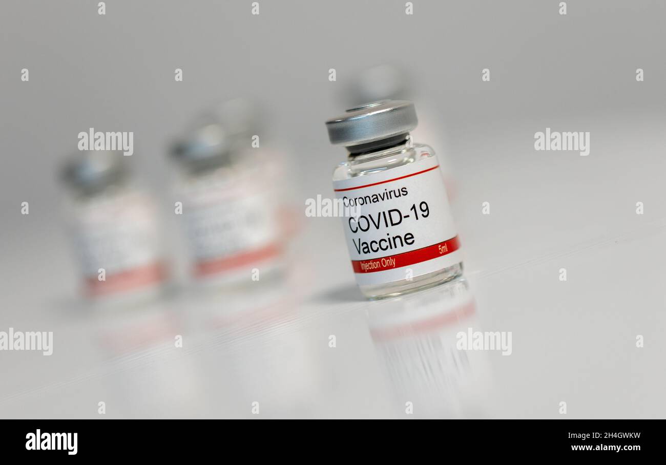 Vials of Coronavirus vaccine Stock Photo