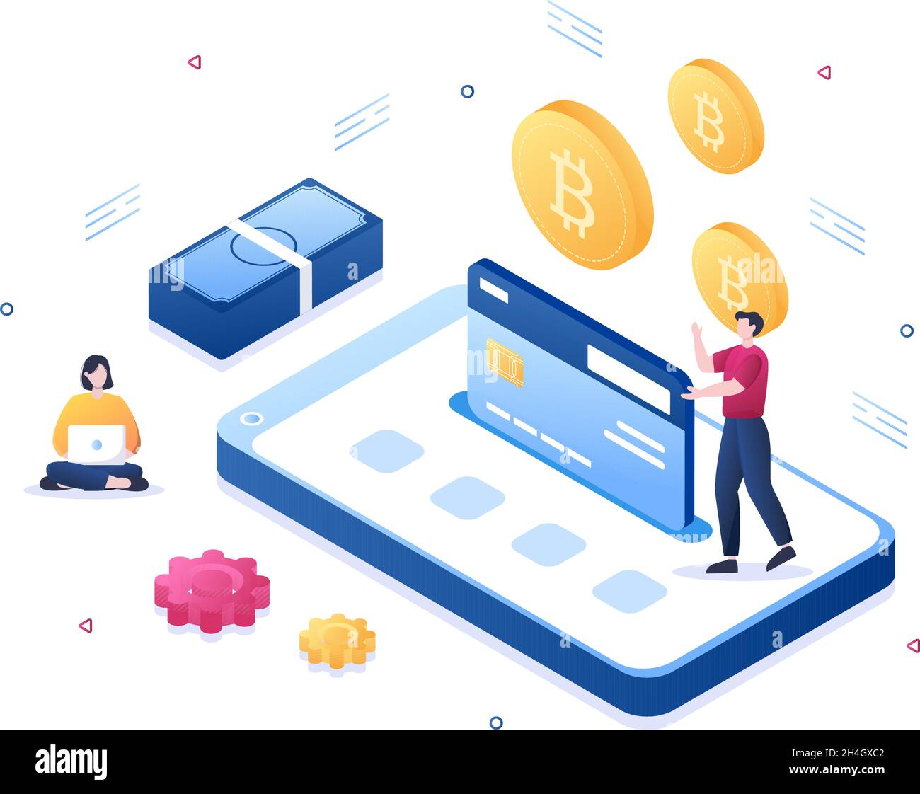 Cryptocurrency Wallet App on Mobile of Blockchain Technology, Bitcoin,  Money Market, Altcoins or Finance Exchange with Credit Card in Flat Vector  Stock Vector Image & Art - Alamy