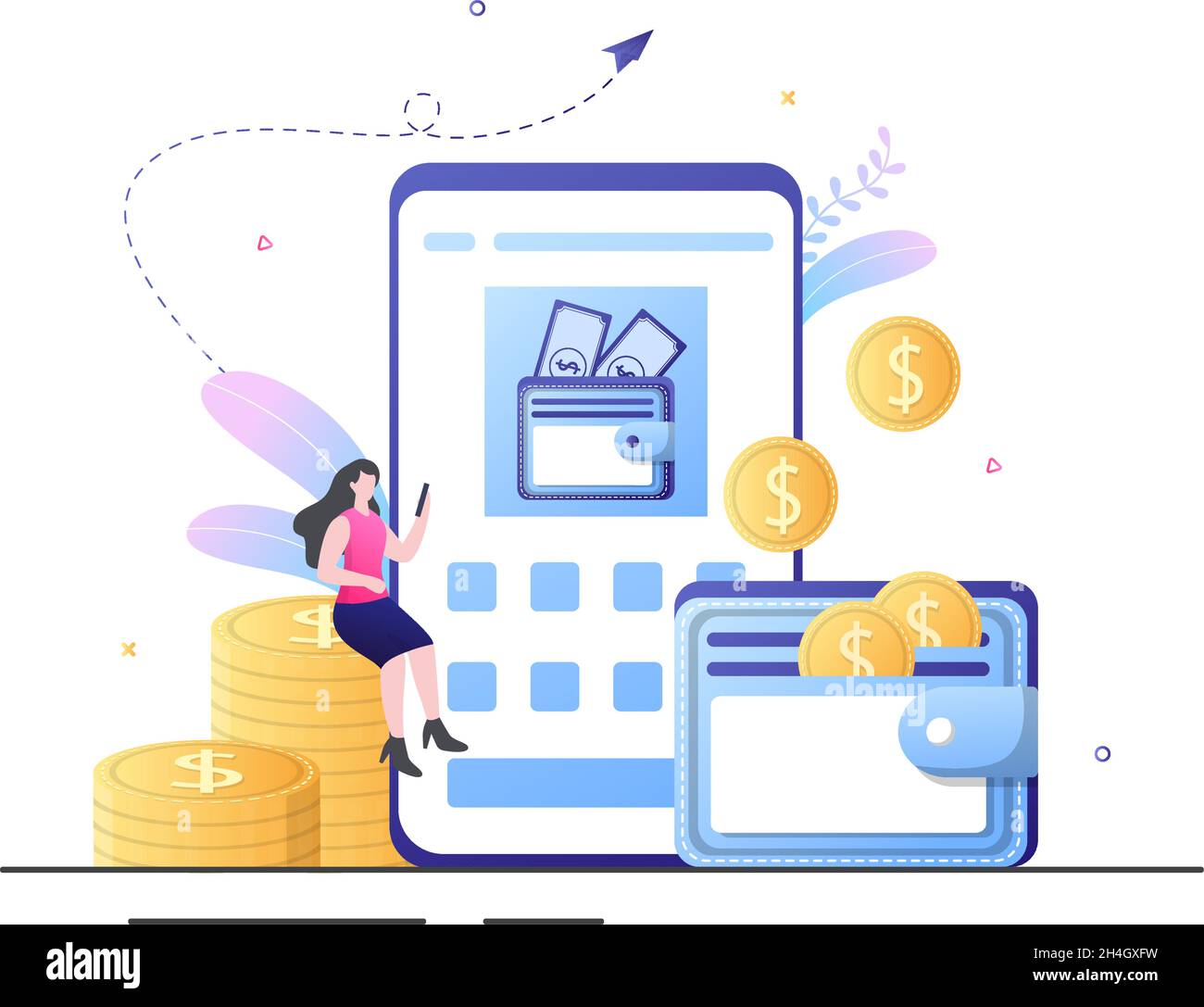 Cryptocurrency Wallet App on Mobile of Blockchain Technology, Bitcoin,  Money Market, Altcoins or Finance Exchange with Credit Card in Flat Vector  Stock Vector Image & Art - Alamy