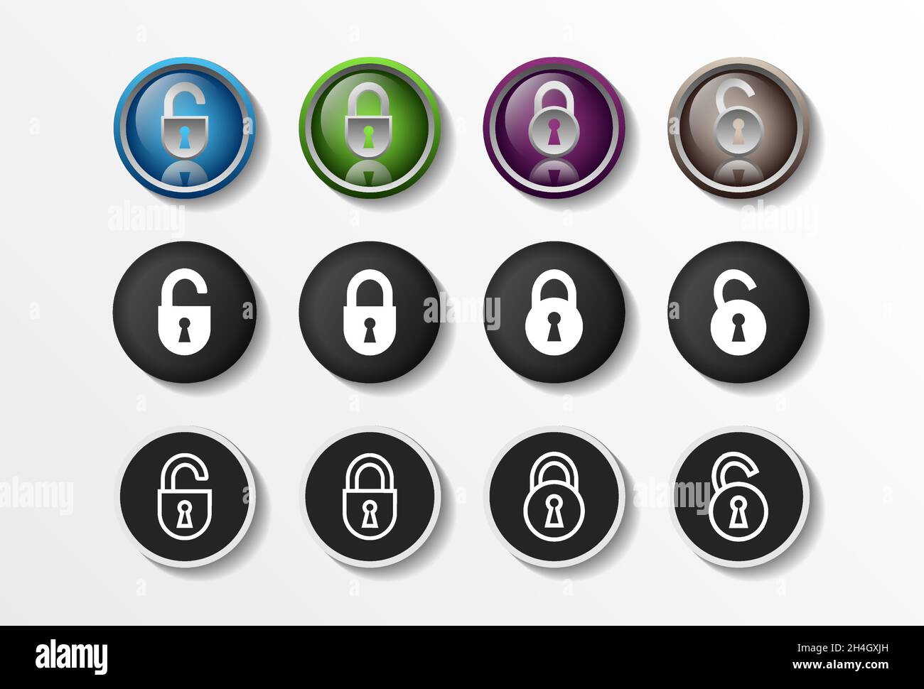 Lock Icons Set Realistic Closed and Opened, security flat design vector ...