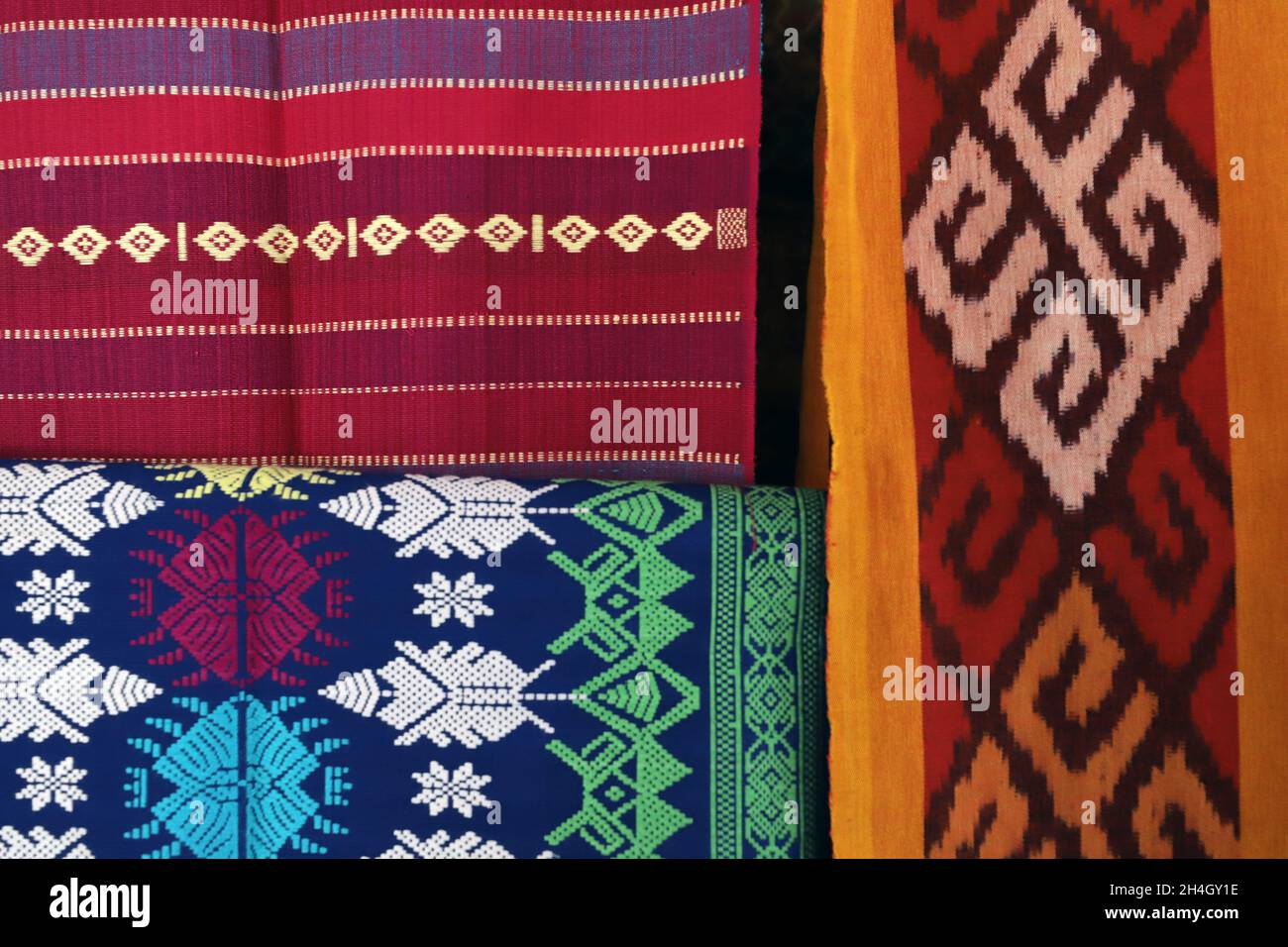 Traditional woven fabric from Lombok, West Nusa Tenggara, Indonesia Stock Photo