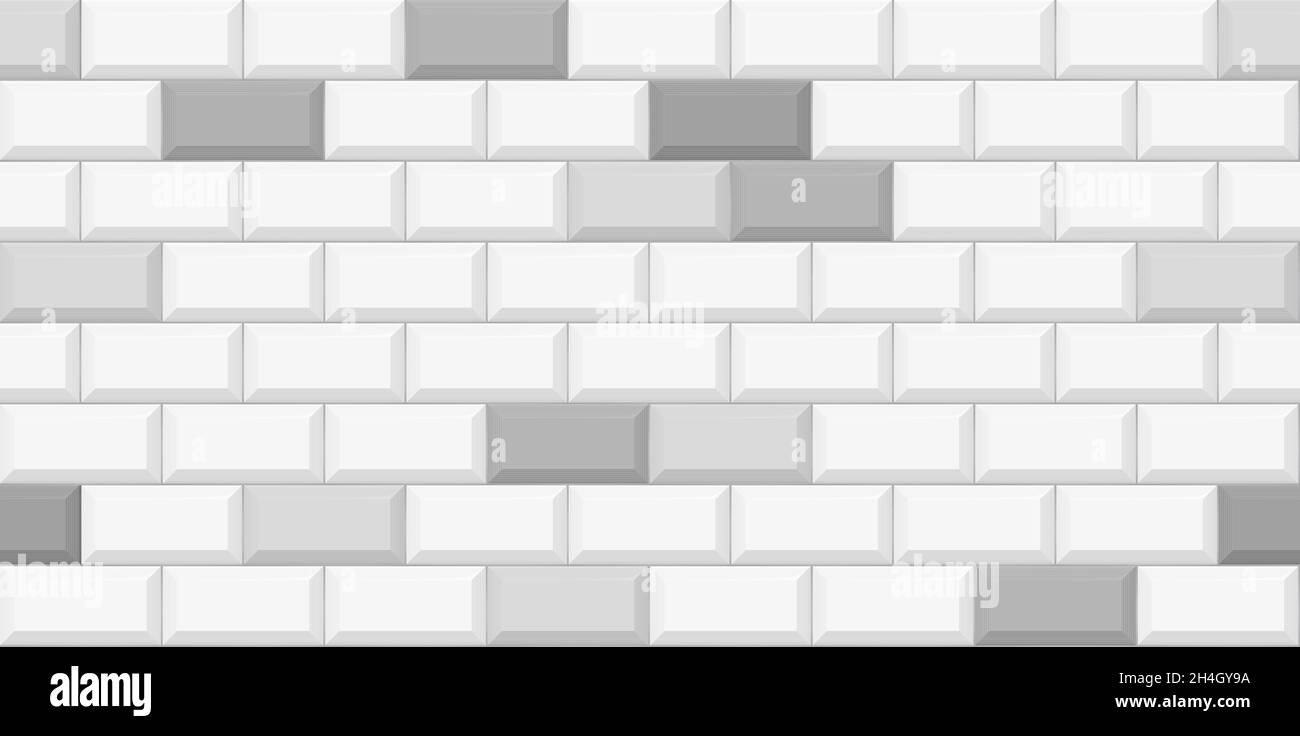 White subway tile seamless pattern. Wall with brick texture. Vector