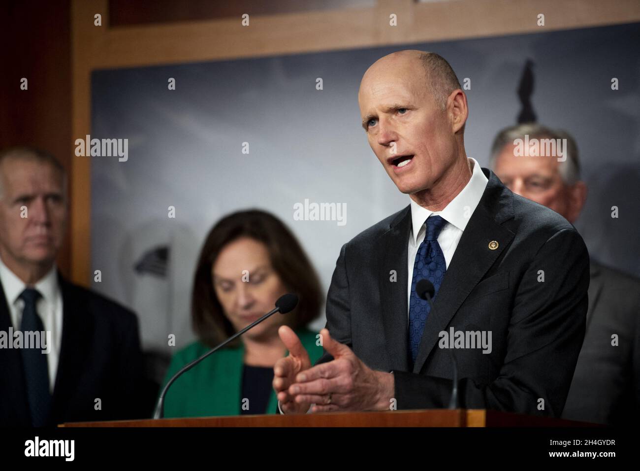 United States Senator Rick Scott (Republican of Florida) offers remarks ...