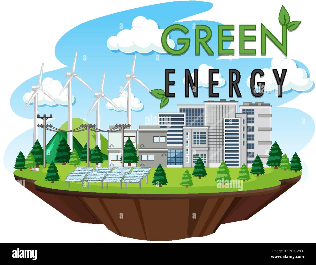 Green energy generated by wind turbine illustration Stock Vector Image ...