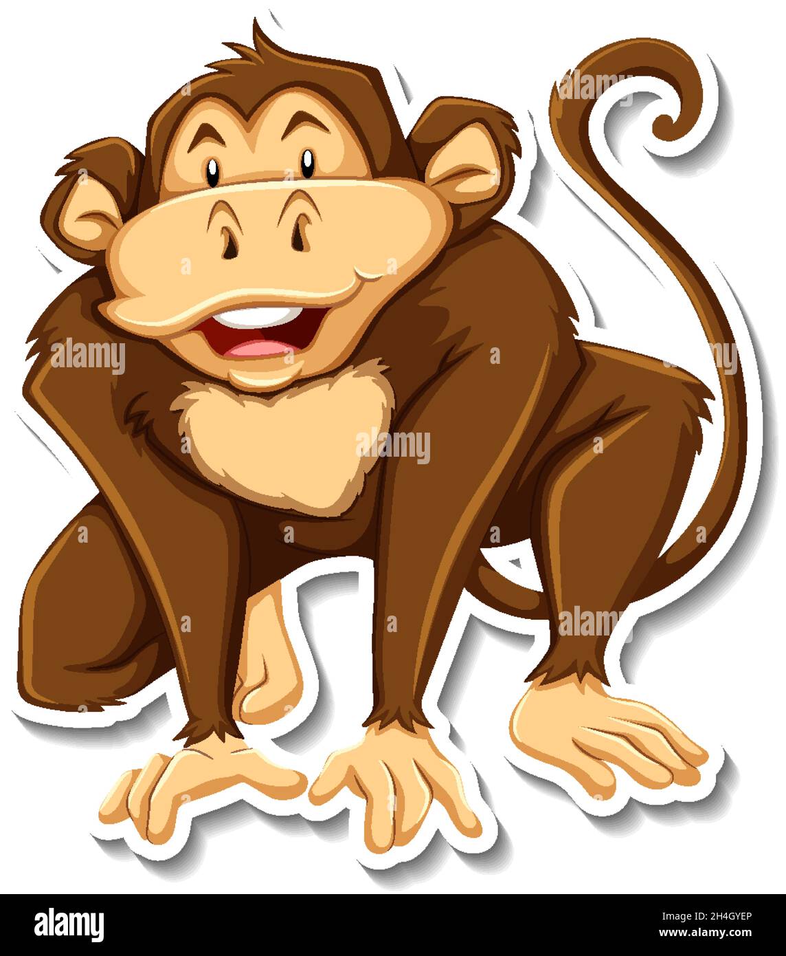 Funny monkey animal cartoon sticker illustration Stock Vector Image ...