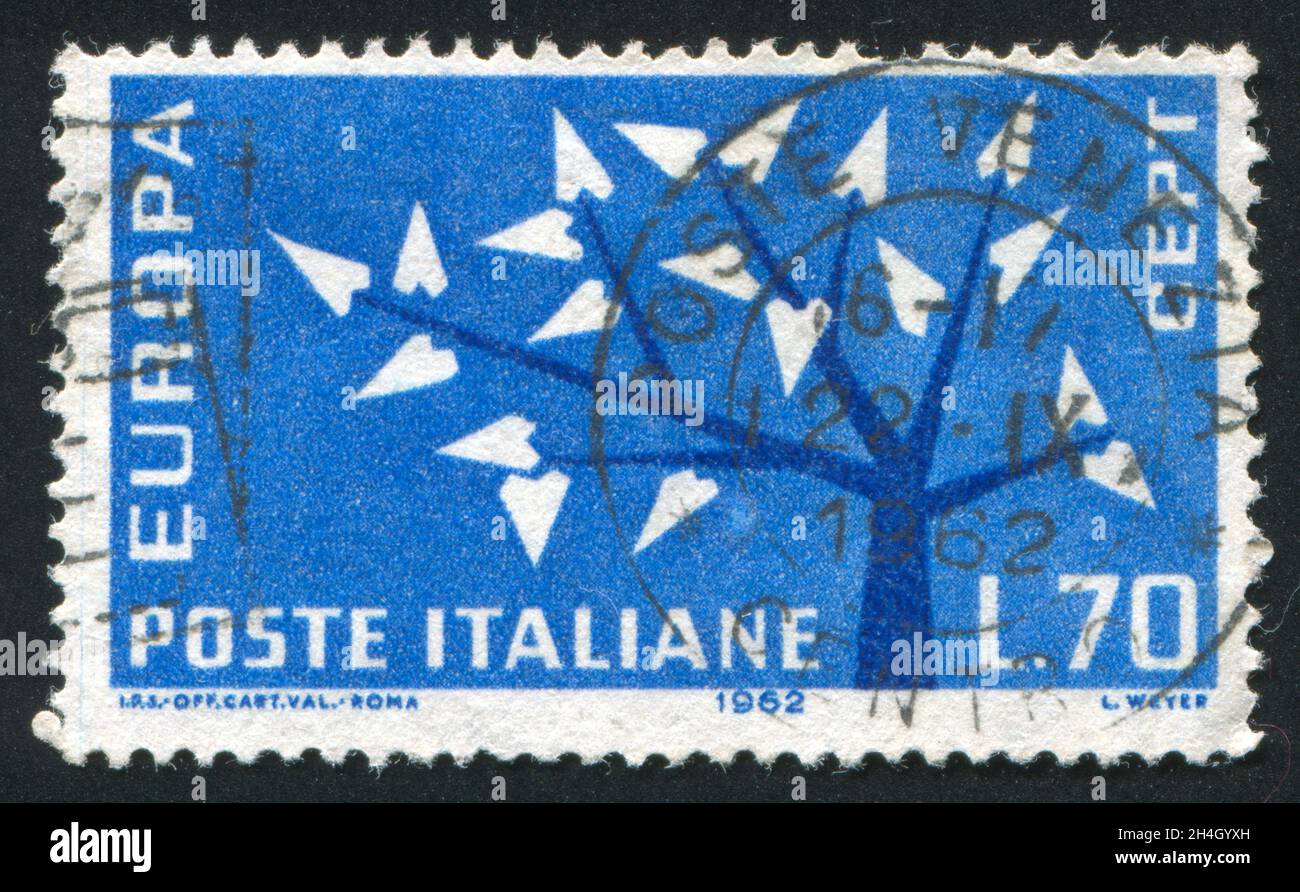 ITALY - CIRCA 1962: stamp printed by Italy, shows Stylized tree, Europa ...