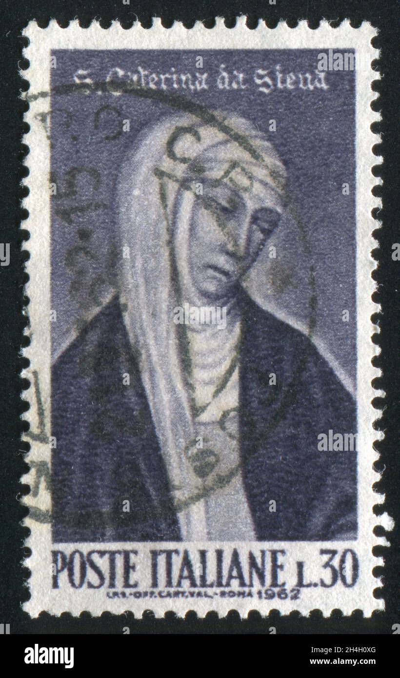 ITALY - CIRCA 1962: stamp printed by Italy, shows Saint Catherine of Siena by Andrea Vanni, circa 1962 Stock Photo