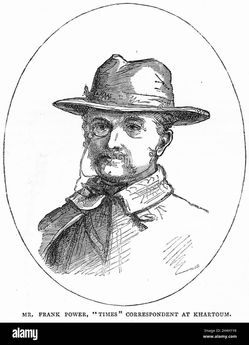 Engraving of Frank Power, correspondent for The Times newspaper of London during General Grant's defence of Khartoum Stock Photo