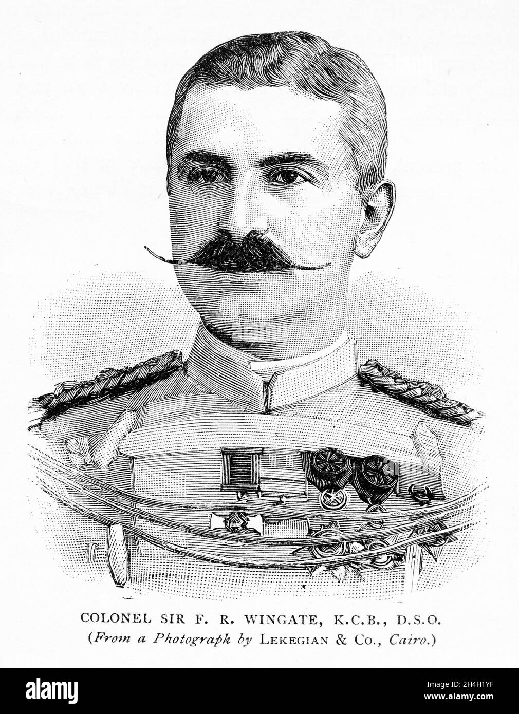 Engraving of General Sir Francis Reginald Wingate, 1st Baronet, GCB, GCVO, GBE, KCMG, DSO, DL, TD ( 1861 – 1953) British general and administrator in Egypt and the Sudan. He earned the nom de guerre Wingate of the Sudan. Stock Photo