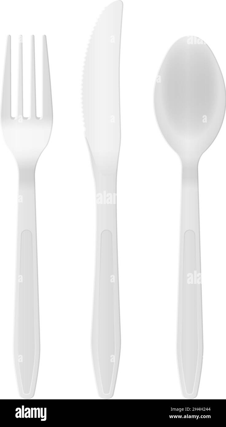 Plastic cutlery on a white background. Vector illustration Stock Vector