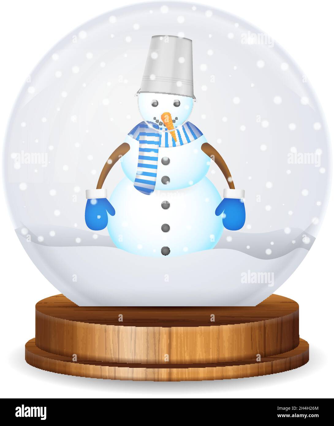 Snow globe with snowman on a white background. Vector illustration. Stock Vector