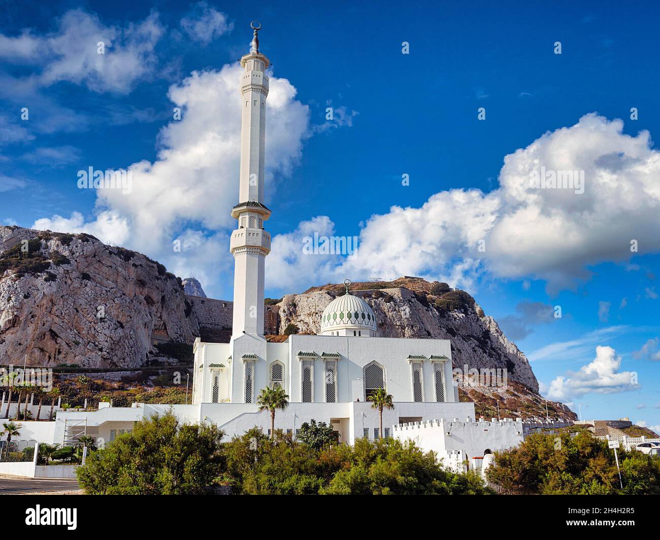 Ibrahim al Ibrahim Mosque also King Fahd bin Abdulaziz al-Saud Mosque and Mosque of the Custodian of the Two Holy Mosques, Europa Point, Gibraltar Stock Photo