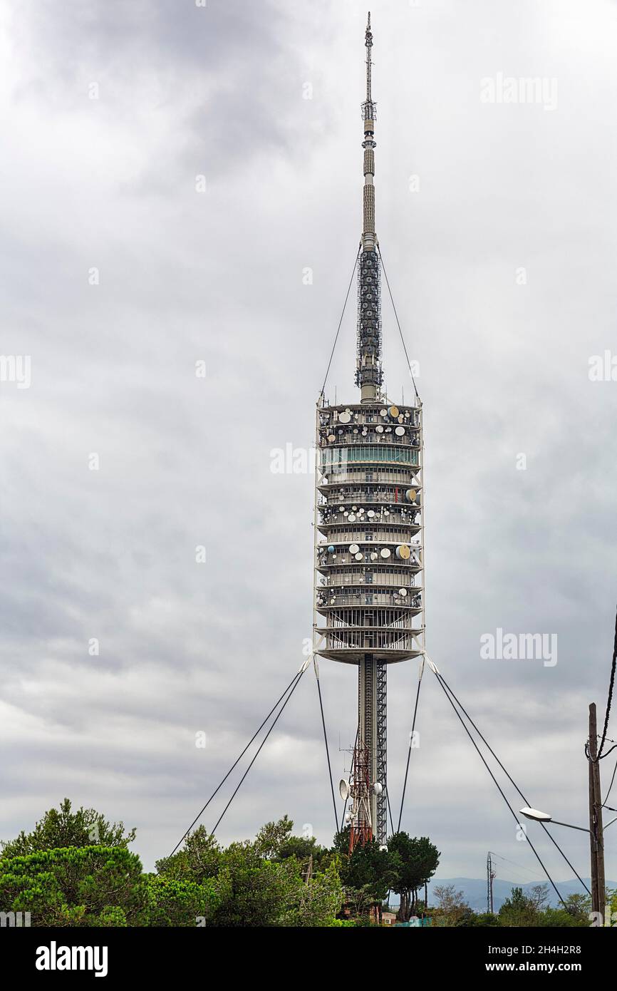 Torre de Collserola TV Tower, Tibidabo, Barcelona, Catalonia, Spain Stock Photo