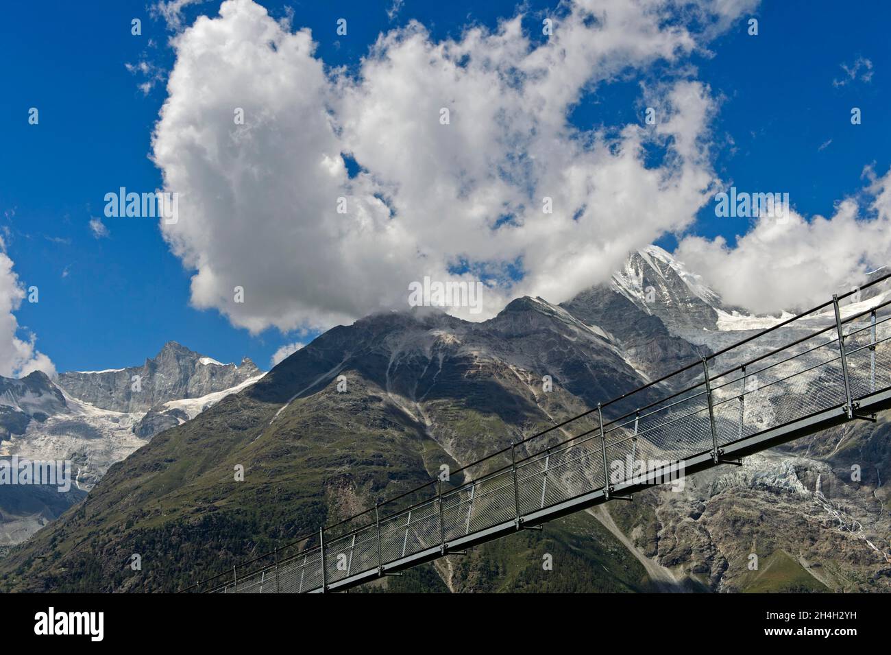 Charles Kuonen Suspension Bridge, the longest pedestrian suspension bridge in the Alps, Randa