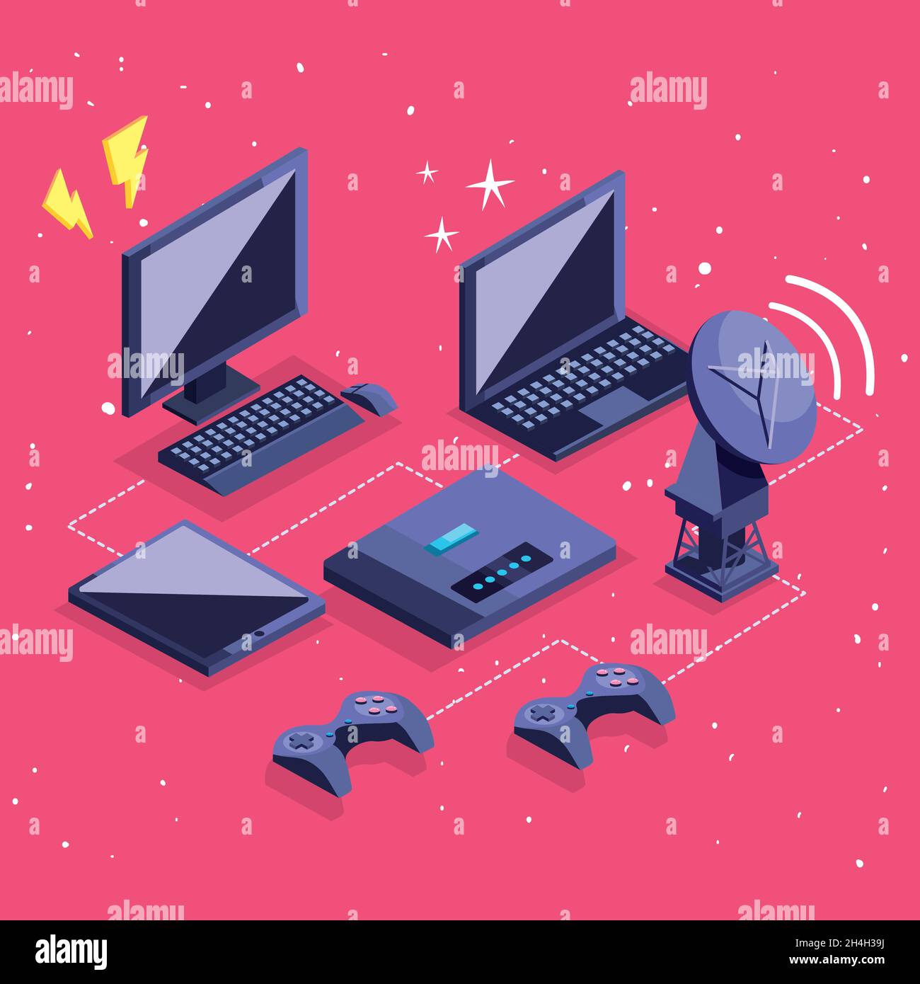 pretty connetion tech design with items Stock Vector Image Art Alamy