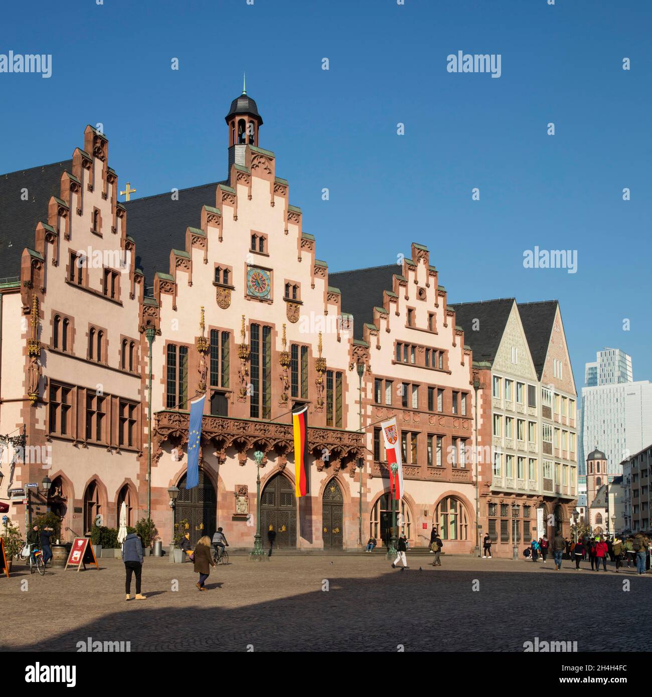 City Hall, Roemer, former patrician houses, Roemerberg, Frankfurt am Main, Hesse, Germany Stock Photo