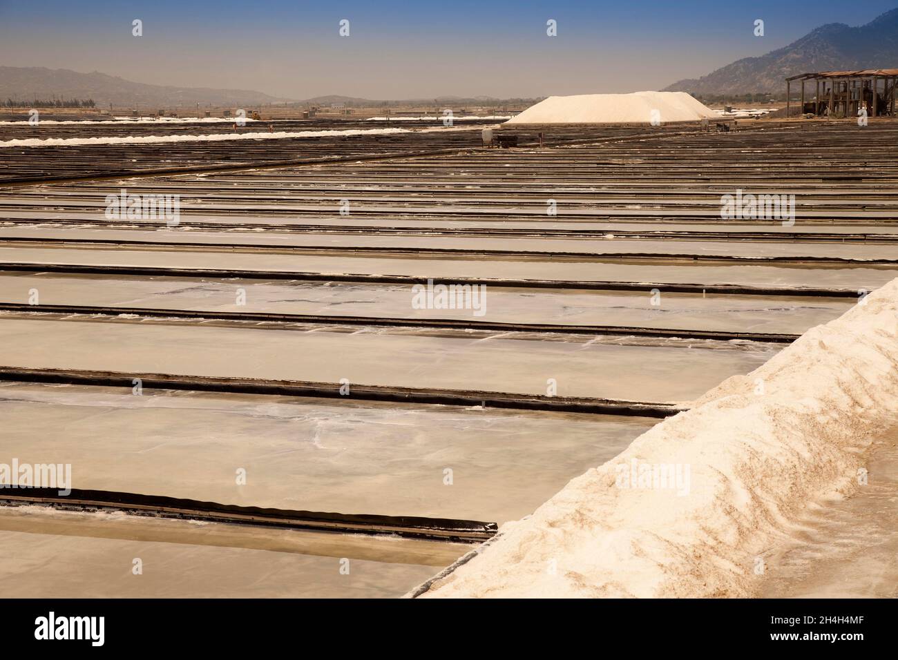 Salt fields for salt production, Ninh Thuan Province, Vietnam Stock Photo