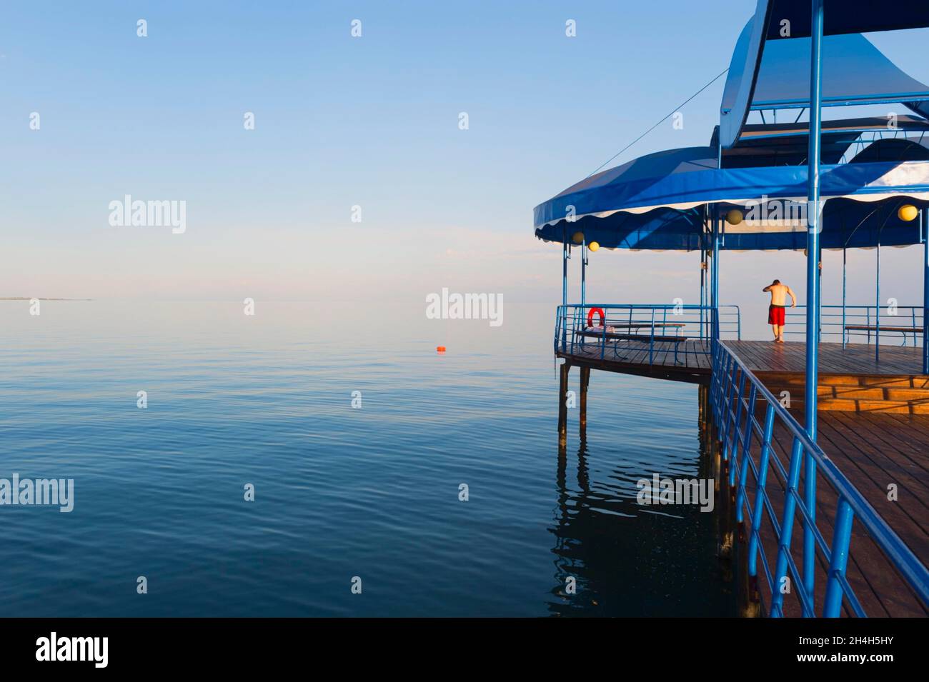 Karven Resort Beach, Lake Issyk Kul, Kyrgyzstan, Central Asia Stock