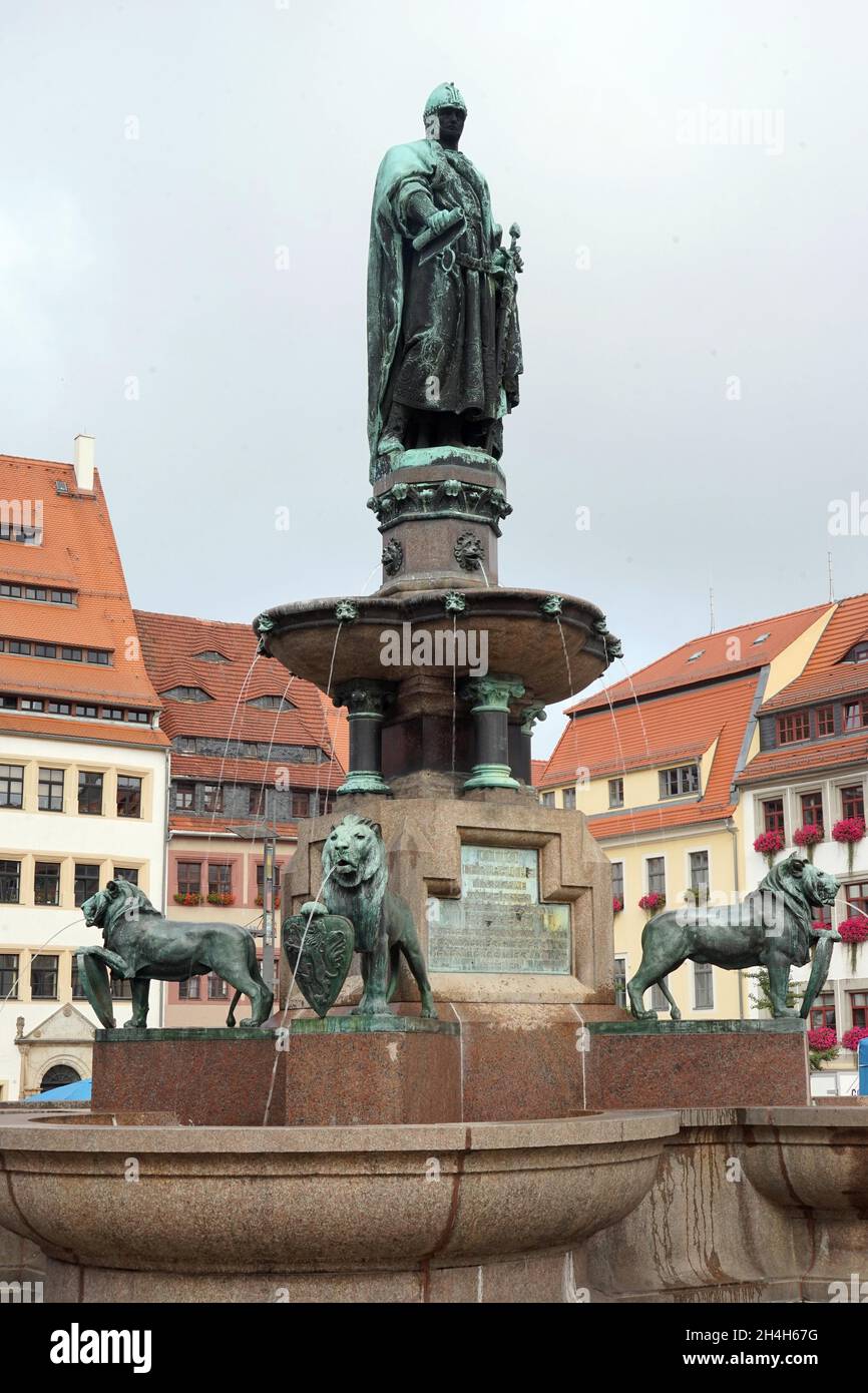 Statue, fountain, Otto the Rich, fountain monument, Freiberg Upper