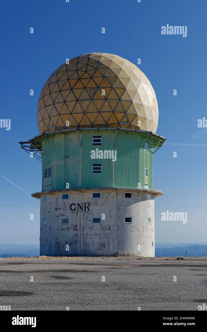 Dome of an old observatory, Torre, Serra da Estrela, region Centro, Portugal Stock Photo