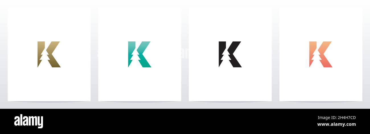 Pine Tree On Letter Logo Design K Stock Vector