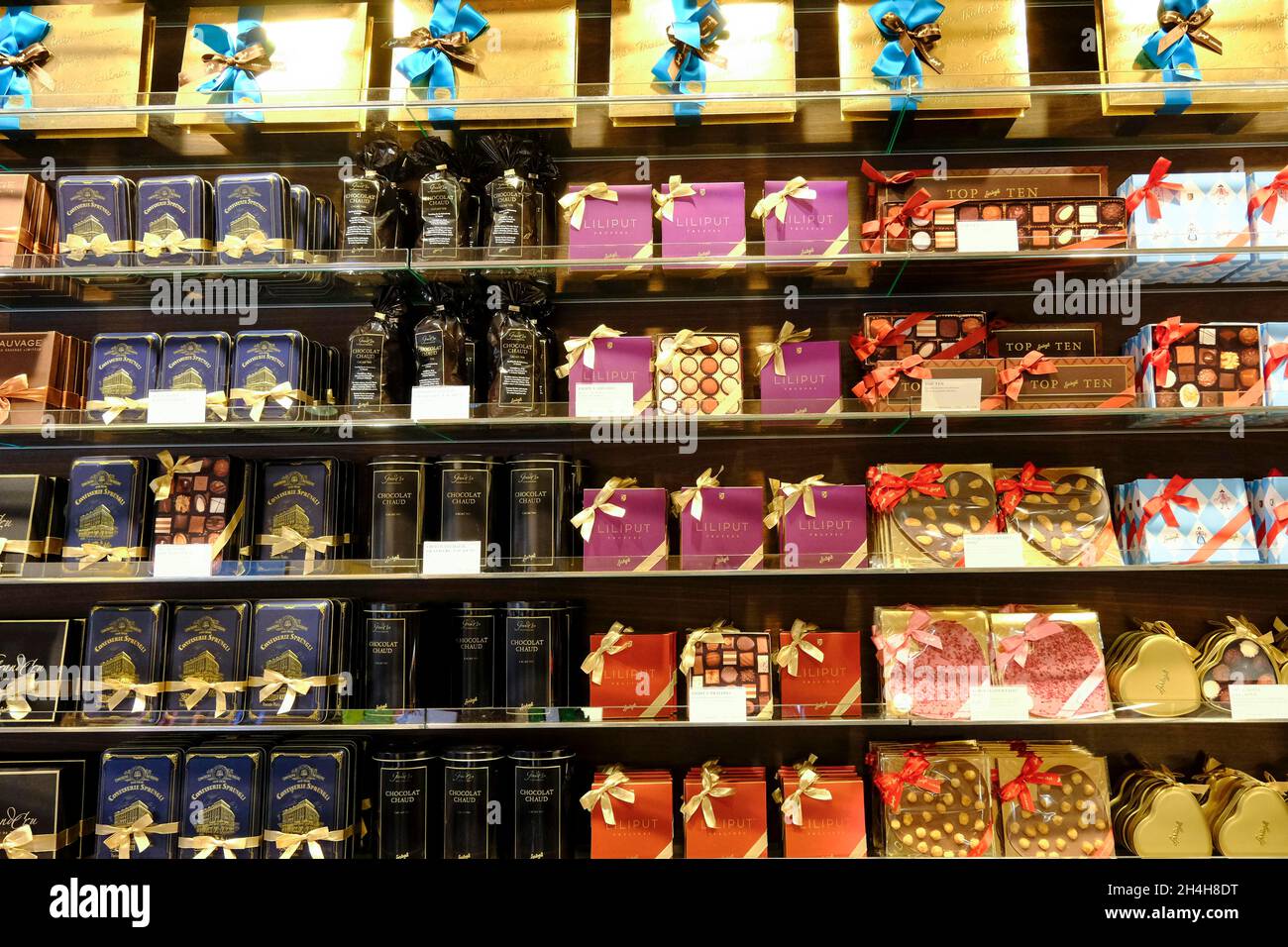 Chocolate is for sale on the shelf, Zurich, Canton Zurich, Switzerland Stock Photo Alamy