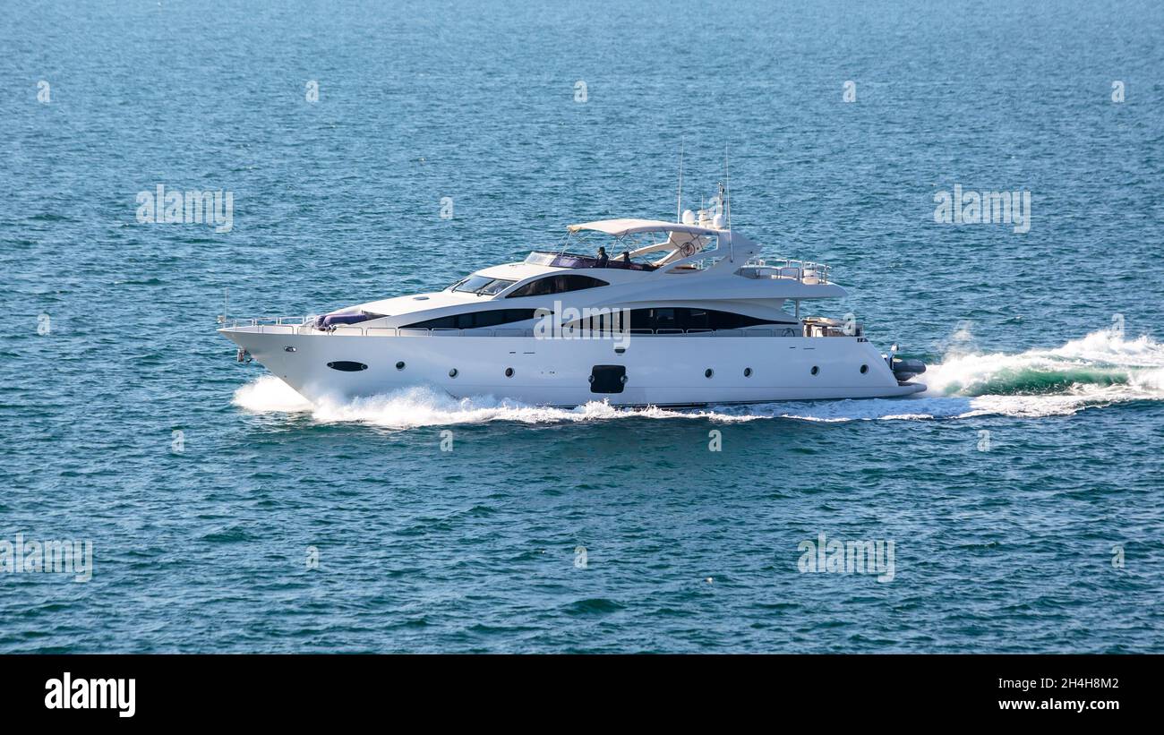 The walking boat floats in the sea Stock Photo Alamy