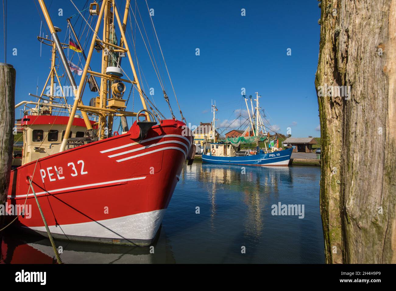 Fishing boats, Pellworm, North Frisia, Schleswig-Holstein, Germany Stock Photo