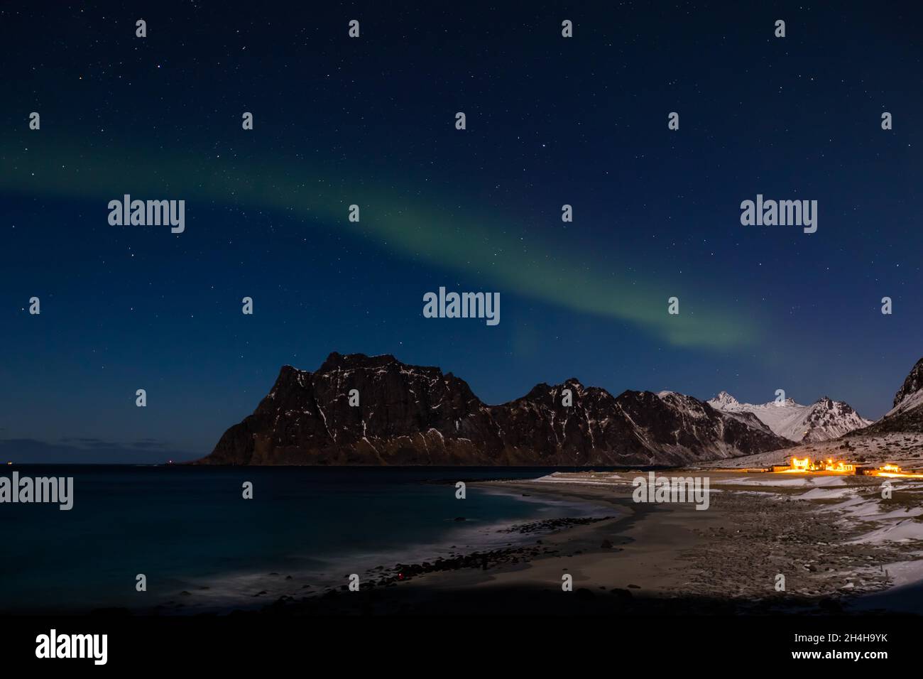 Aurora Borealis, Uttakleiv, Lofoten Islands, Nordland, Norway Stock Photo