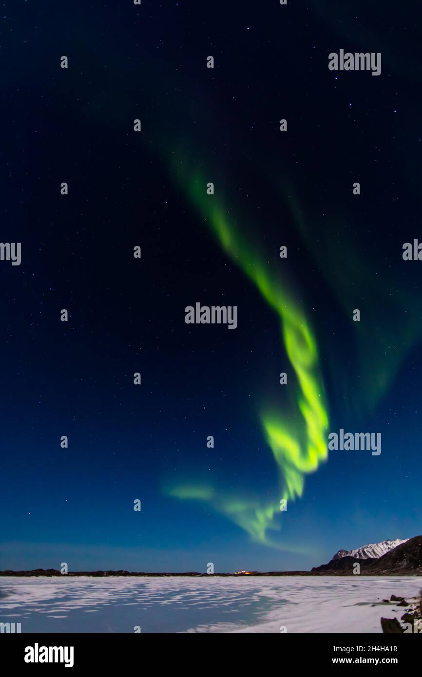 Aurora Borealis, Eggum, Lofoten Islands, Nordland, Norway Stock Photo