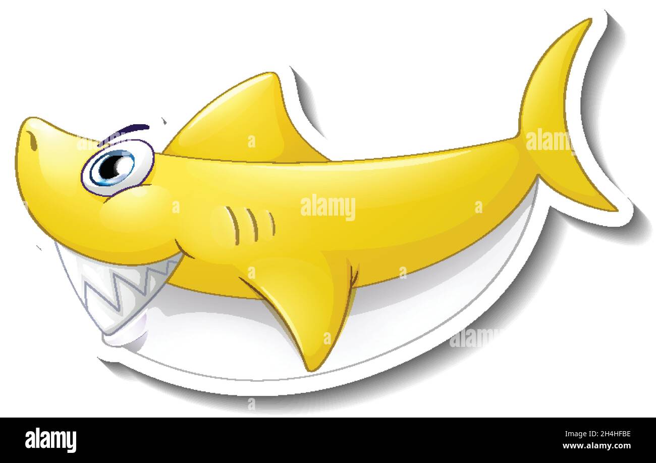Yellow shark cartoon sticker illustration Stock Vector Image & Art - Alamy