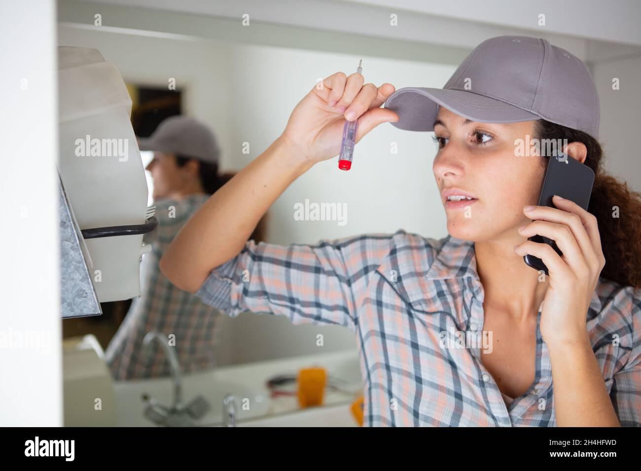 young businesswoman builder engineer architect d Stock Photo