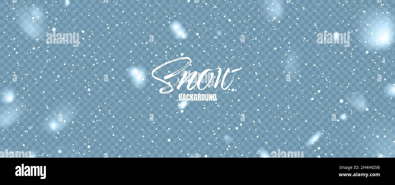 Realistic falling snow with snowflakes. Blue winter background for ...