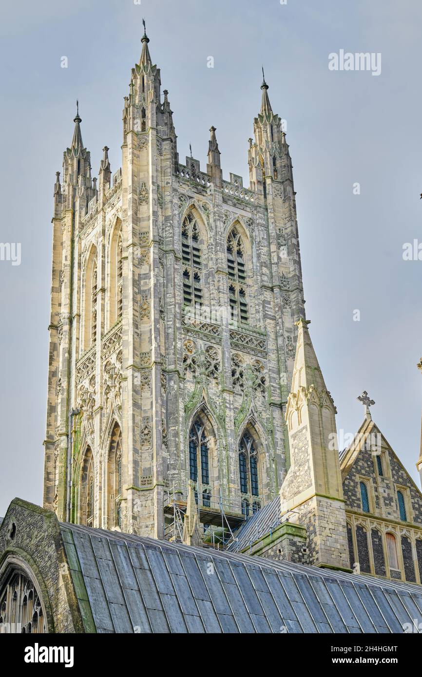 Central twer of the cathedral at Canterbury, England. Stock Photo