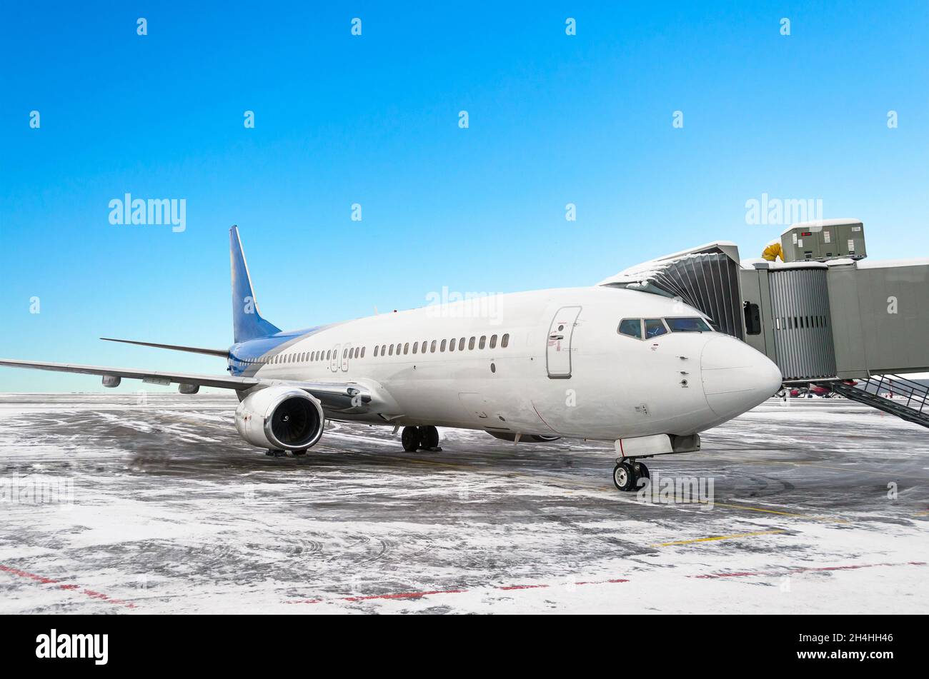 The aircraft apron at the airport to passengers boarding. Stock Photo