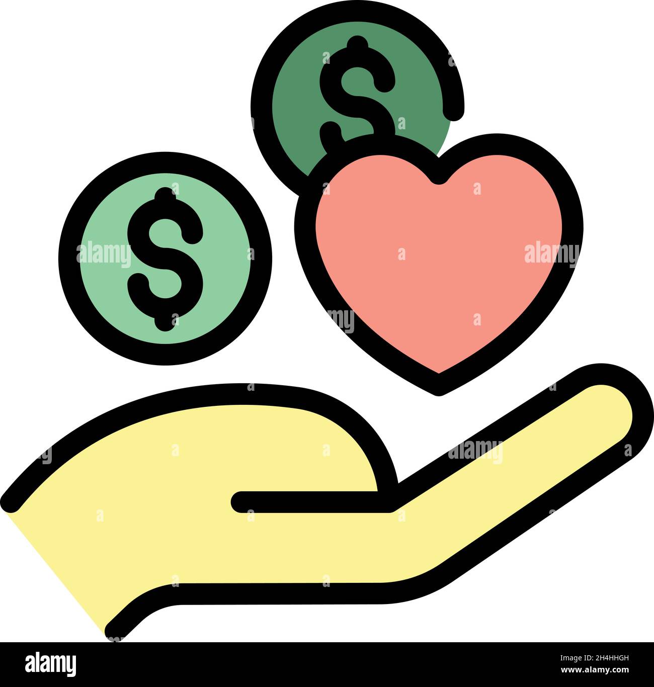 Hand allowance money icon. Outline hand allowance money vector icon