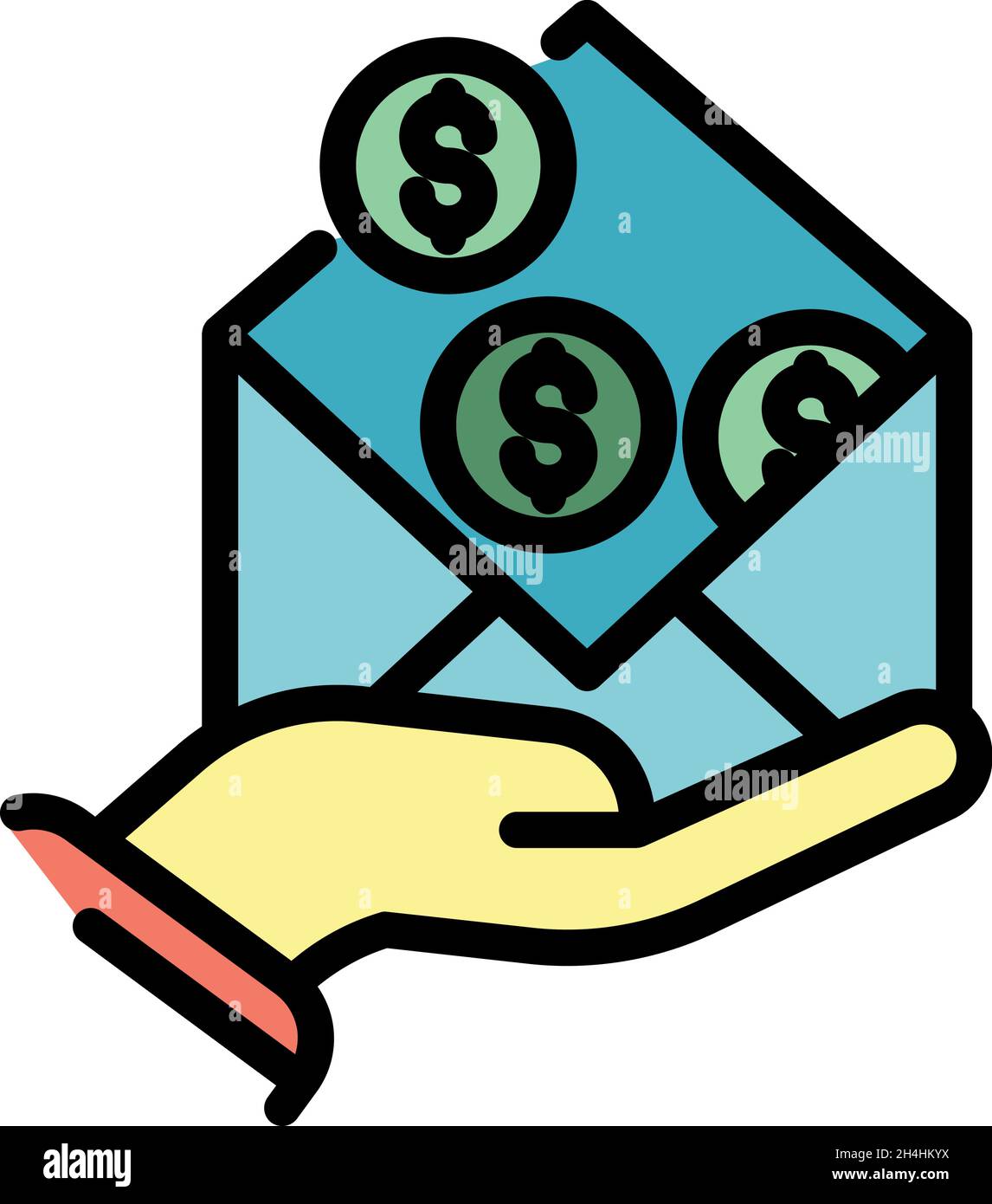 Envelope allowance money icon. Outline envelope allowance money vector ...