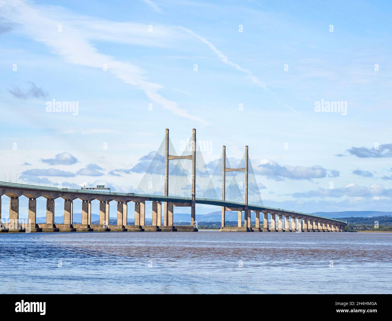 The Severn Bridge or Second Severn Crossing the Prince of Wales Bridge Pont Tywysog Cymru carrying the M4 motorway between England and Wales Stock Photo