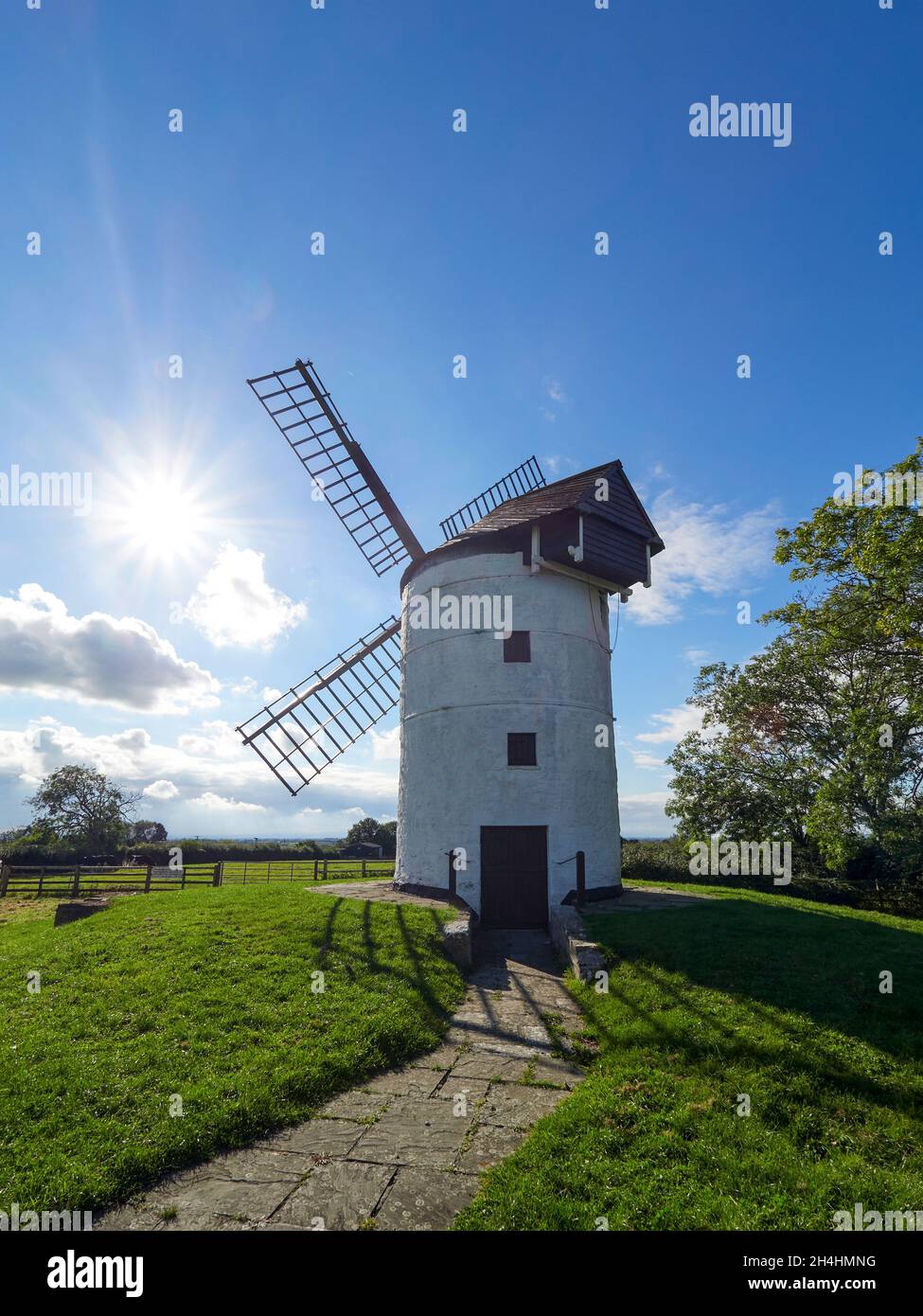 Ashton windmill an 18th century tower mill for flour in Chapel Allerton Somerset Stock Photo