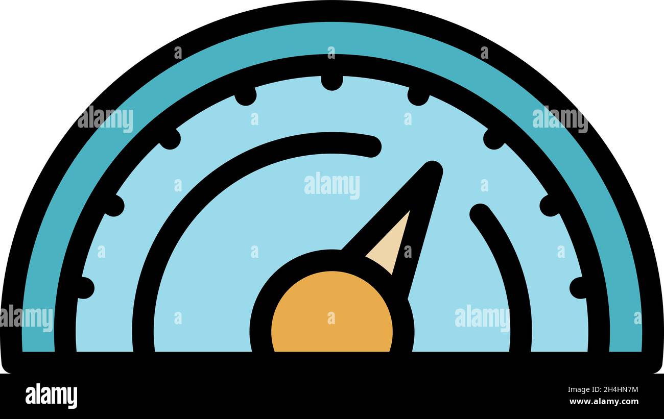Speedometer icon. Outline speedometer vector icon color flat isolated ...