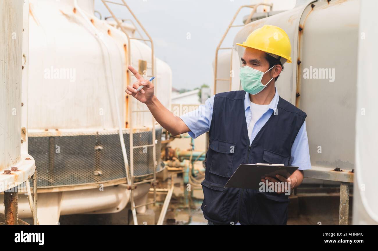Safety Manager checking power plant system in factory Stock Photo Alamy