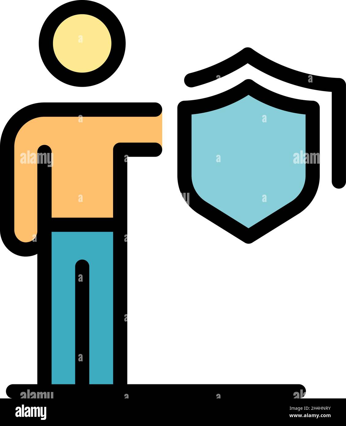 Security worker icon. Outline security worker vector icon color flat isolated Stock Vector