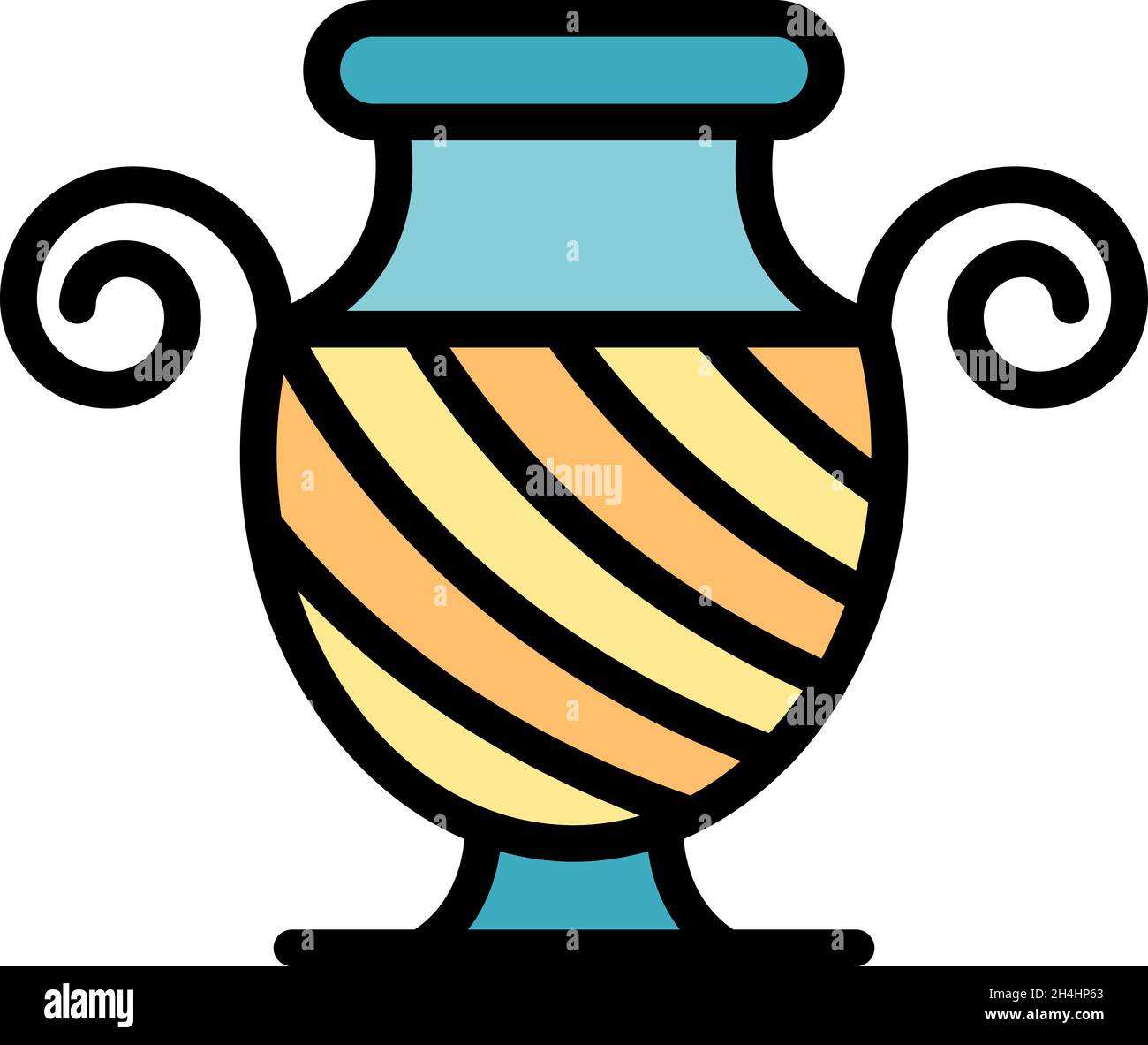 Greek ancient vase icon. Outline greek ancient vase vector icon color ...