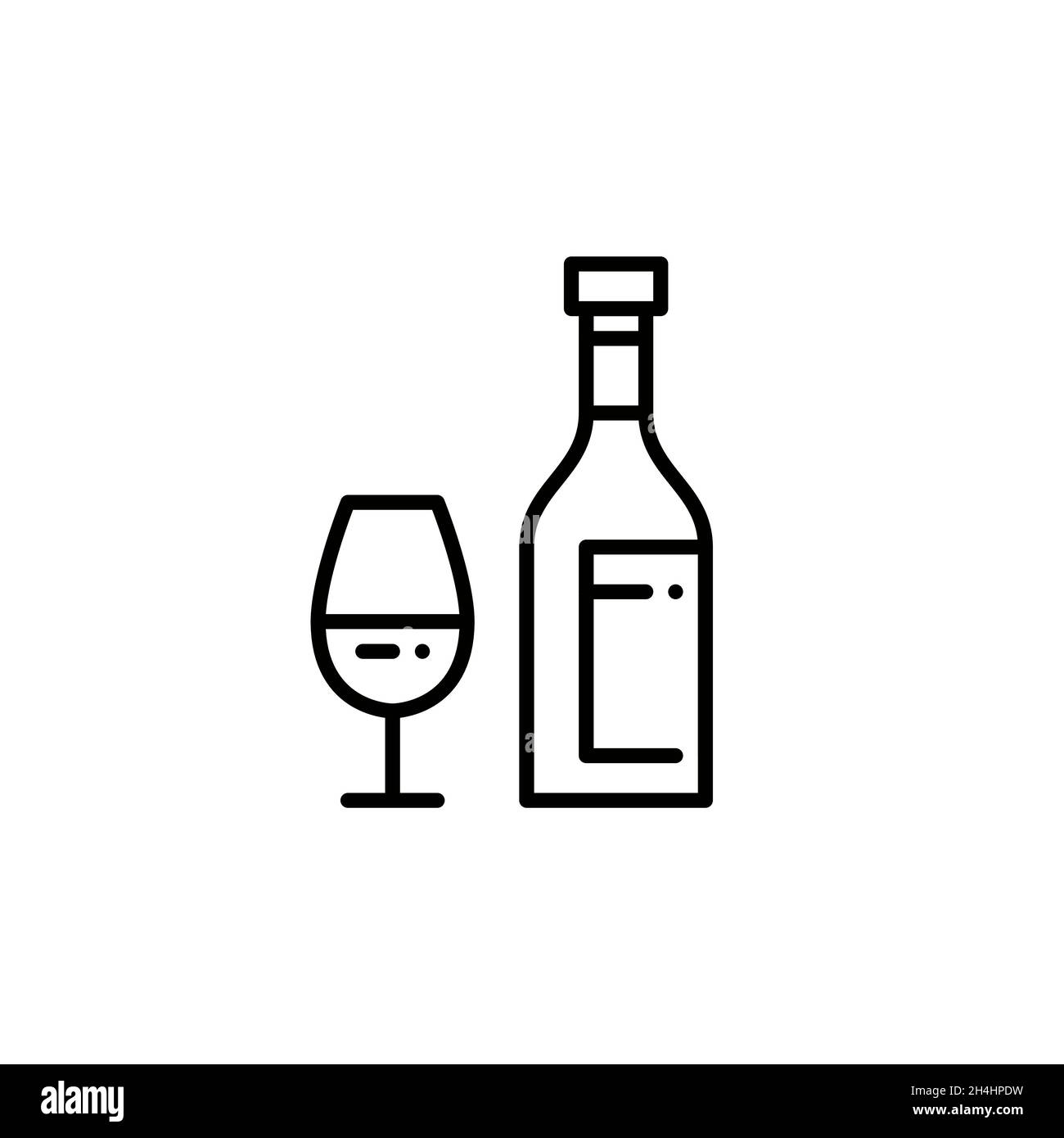 Red wine in a glass and a bottle. Pixel perfect editable stroke icons ...