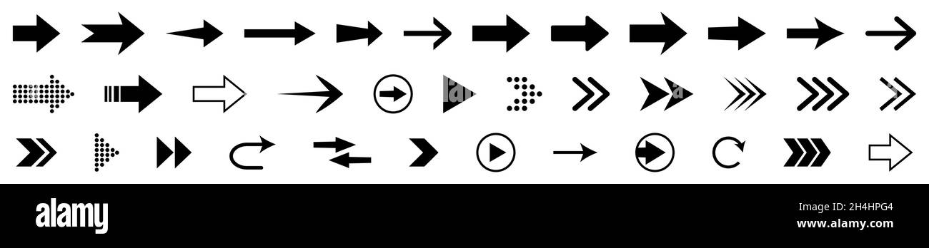 Set of black arrows icons. Flat and line art style. Modern simple ...