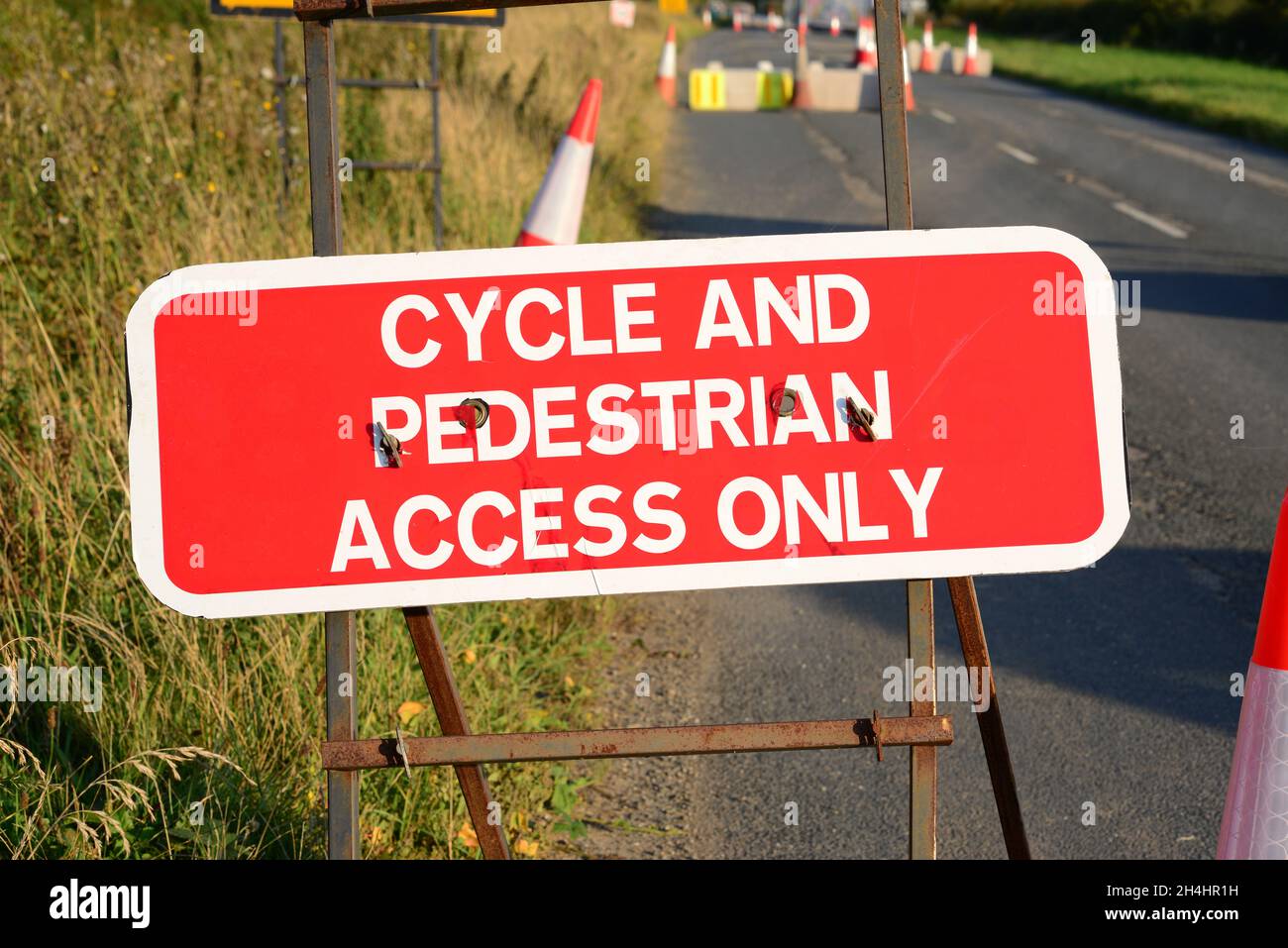 cycle and pedestrian access only on road ahead york united kingdom Stock Photo