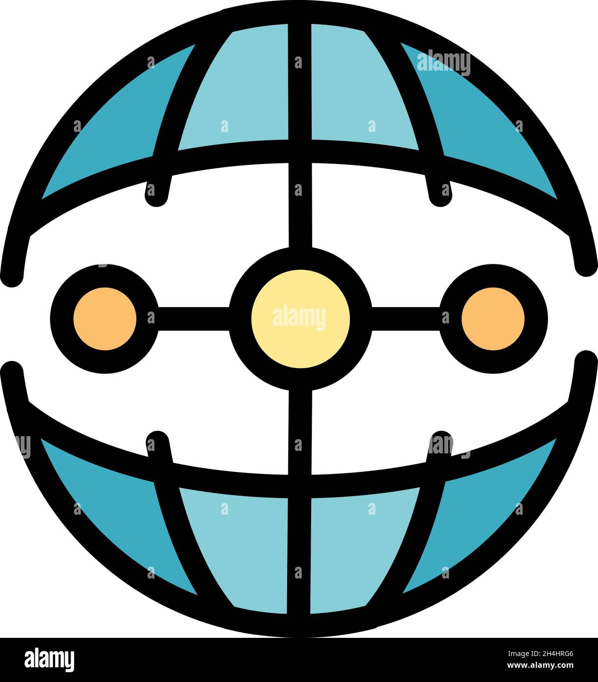 Code globe icon. Outline code globe vector icon color flat isolated Stock Vector
