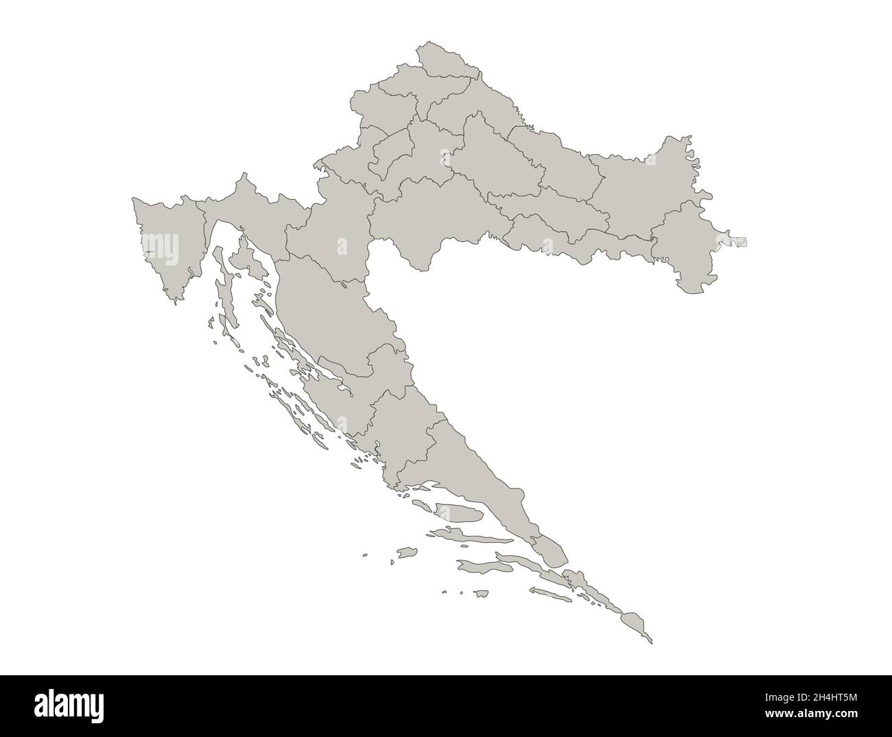 Croatia map, individual regions, blank Stock Photo