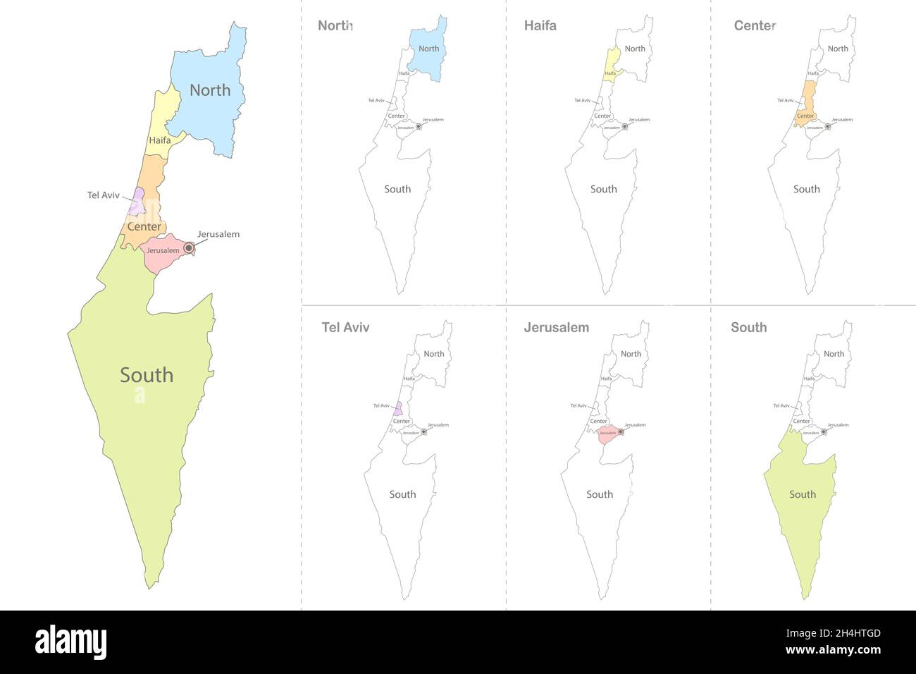 Map of Jerusalem divided to administrative divisions vector Stock Vector