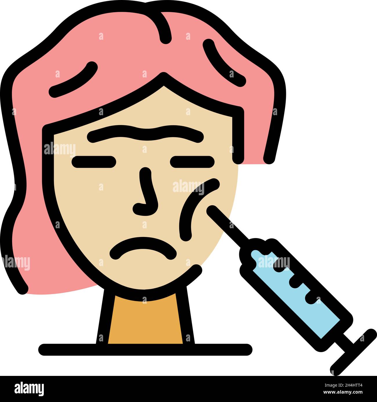 Wrinkles face injection icon. Outline wrinkles face injection vector ...
